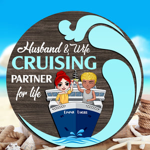 Husband & Wife Cruising Partner For Life Personalized Couple 2 Layers Wood Sign Gift For Couple - Wood Sign - GoDuckee