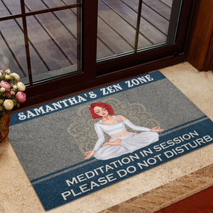 Meditation In Session Please Do Not Disturb Personalized Yoga Door Mat Gift For Her - Doormat - GoDuckee