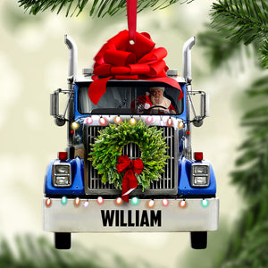Personalized Christmas Truck Ornament, Santa Claus Inside, Christmas Tree Decor - Ornament - GoDuckee