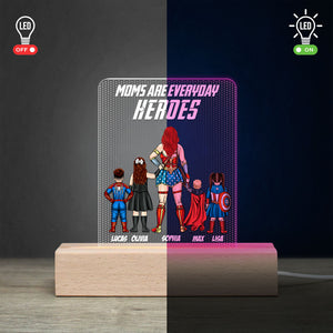 Mom PW-03NATI200223TM Personalized 3D Led Light Wooden Base - Led Night Light - GoDuckee