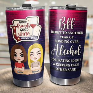 Good Friends Good Wine Good Times, Personalized Tumbler, Gift For Bestie - Tumbler Cup - GoDuckee