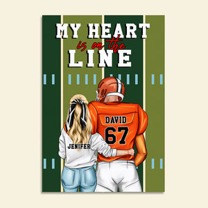 American Football My Heart Is On The Line - Personalized Wall Art - Gift for Him - Couple Shoulder to Shoulder - Poster & Canvas - GoDuckee