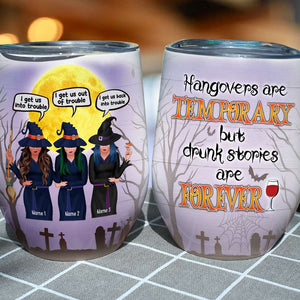 Personalized Young Witch Sisters Wine Tumbler - Drunk Stories Are Forever - Wine Tumbler - GoDuckee