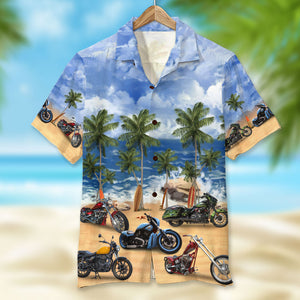 Custom Motorcycle Photo Hawaiian Shirt, Gift For Car Lovers, Beach Pattern - Hawaiian Shirts - GoDuckee