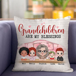 Grandchildren Are My Blessings - Personalized Grandma Pillow - Gift For Family - Pillow - GoDuckee