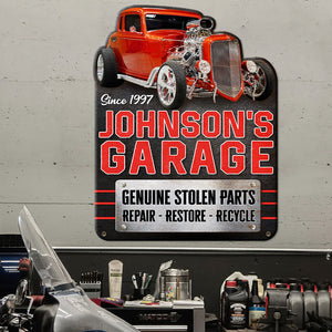 Custom Hot Rod Garage Metal Sign, Gift For Hot Rod Lovers - Metal Wall Art - GoDuckee