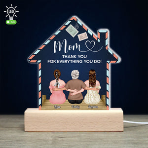 Mom Thank You For Everything You Do, Personalized Led Light, Gift For Mom, Mother's Day Gift, Mom With Her Kids - Led Night Light - GoDuckee
