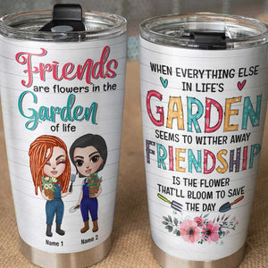 Personalized Gardening Tumbler - Girl Dolls, Friendship Is The Flower That'll Bloom To Save The Day - Tumbler Cup - GoDuckee