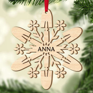 Gardening Snowflake, Personalized 2 Layered Mix Ornament, Christmas Gift - Ornament - GoDuckee
