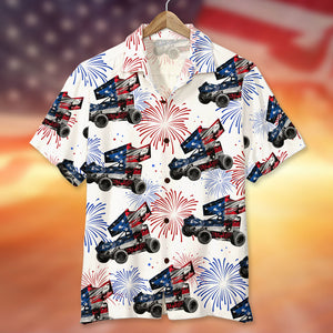 Independence Day Personalized Dirt Track Racing Hawaiian Shirt - Hawaiian Shirts - GoDuckee