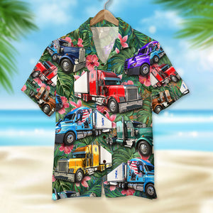Custom Trucker Hawaiian Shirt, Gift For Trucker Lovers, Tropical Pattern F - Hawaiian Shirts - GoDuckee
