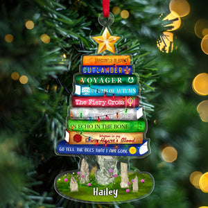 Stack Of Books, Personalized Book Ornament, Gift For Book Lovers - Ornament - GoDuckee