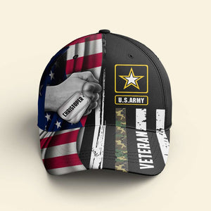 Hand Holding Flag Personalized Veteran Classic Cap - Classic Cap - GoDuckee
