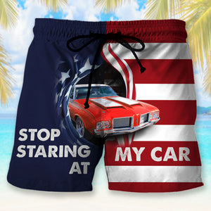 Stop Staring At My Car Custom Muscle Car Shorts Gift For Car Lovers - AOP Products - GoDuckee