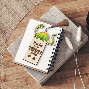 Books Are The Tops Personalized Dinosaur Wooden Bookmark Gift For Book Lovers - Bookmarks - GoDuckee