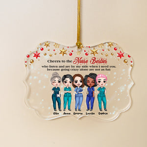 Cheers To The Nurse Besties Personalized Acrylic Ornament, Gift For Nurse - Ornament - GoDuckee