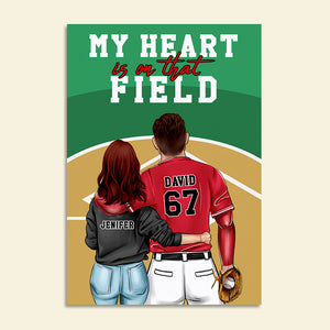 Personalized Baseball Couple Poster - My Heart Is On That Field - Couple Shoulder to Shoulder - Poster & Canvas - GoDuckee