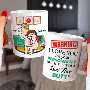 Warning I Love You For Your Personality Personalized Mug, Funny Couple Gift - Coffee Mug - GoDuckee