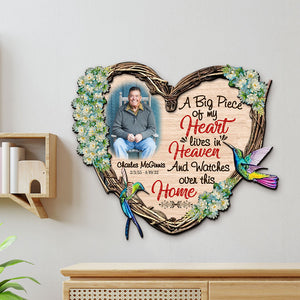 A Big Piece Of My Heart Lives In Heaven Custom Heaven Layers Wood Sign Gift For You - Wood Sign - GoDuckee