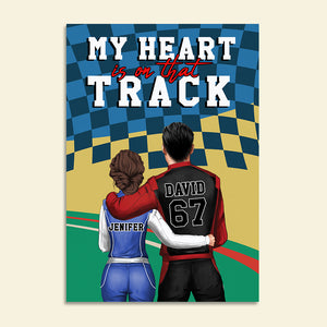 Personalized Racing Couple Poster - My Heart Is On That Track - Couple Shoulder to Shoulder - Poster & Canvas - GoDuckee