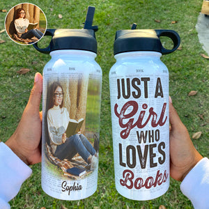 Custom Reading Photo Water Bottle - She Lived Happily Ever After - Water Bottles - GoDuckee