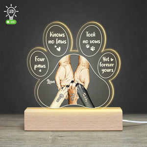 Four Paws Knows No Laws, Personalized Led Light, Gift For Dog Mom - Led Night Light - GoDuckee