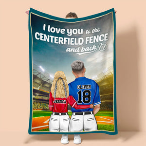Personalized Baseball Couple Blanket - Love You To The Centerfield Fence and Back - Blanket - GoDuckee
