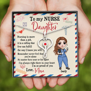 Nurse Daughter - So Proud of You - Personalized Stethoscope Necklace - Gift for Daughter - Nurse Doll - Jewelry - GoDuckee