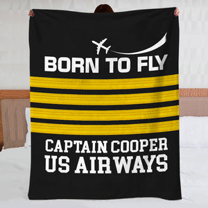 Born To Fly Personalized Pilot Blanket, Gift For Pilot - Blanket - GoDuckee