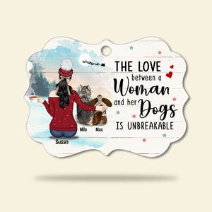 Dog Love Between A Woman and Dogs - Personalized Ornament - Gift for Dog Lovers - Ornament - GoDuckee