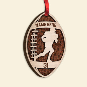 American Football Shape - Personalized Wood Ornament - Christmas Gift For Football Players - Ornament - GoDuckee