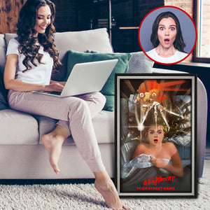 Custom Scared Face Poster, Nightmare On The Street, Lying Surprising Girl - Poster & Canvas - GoDuckee