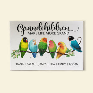 Grandchildren Make Life More Grand Personalized Grandma Grandpa Canvas Print, Gift For Family - Poster & Canvas - GoDuckee