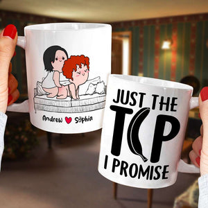Just The Tip I Promise, Personalized Naughty Couple Mug Wine Tumbler Accent Mug, Gift For Couple - Coffee Mug - GoDuckee