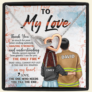 Firefighter To My Love - Personalized Interlocking Hearts Necklace - Jewelry - GoDuckee