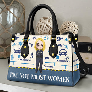 I'm Not Most Women Personalized Police Leather Bag Gift For Her - Leather Bag - GoDuckee