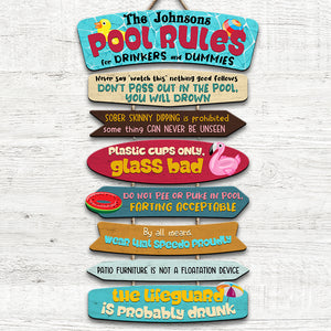 Pool Rules For Drinkers And Dummies Personalized Pool Pallet Sign - Wood Sign - GoDuckee