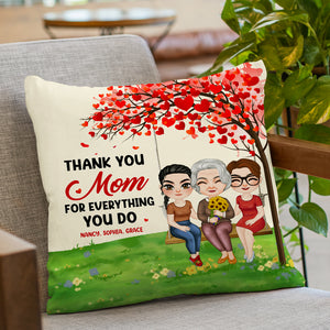 Thank You Mother's Day, Mom And Children Personalized Square Pillow - Pillow - GoDuckee