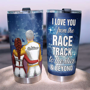 Personalized Racing Couple Tumbler Cup - From The Racetrack to The Star - Couple Shoulder to Shoulder - Tumbler Cup - GoDuckee