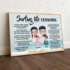 Surfing Life Lessons Personalized Surfing Canvas Print - Poster & Canvas - GoDuckee