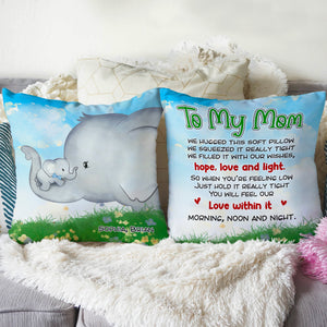 Elephant Mother's Day, Mom And Kid Personalized Square Pillow - Pillow - GoDuckee
