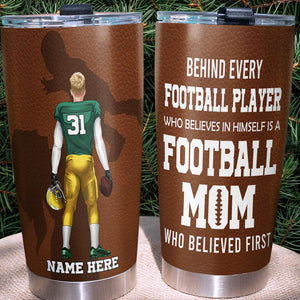 Personalized American Football Tumbler Cup - Mom Behind Every Football Player -Back Player - Tumbler Cup - GoDuckee