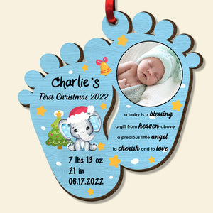 Baby Blessing Keepsake Newborn First Christmas, Personalized Wood Ornament, Christmas Gift - Ornament - GoDuckee