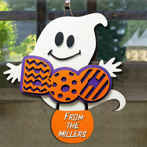 Ghost Boo Personalized Family Wood Sign Gift For Family - Wood Sign - GoDuckee