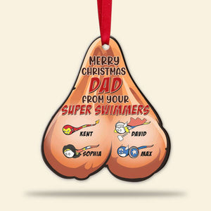 Merry Christmas Dad From Your Super Swimmers, Personalized Christmas Ornament - Ornament - GoDuckee