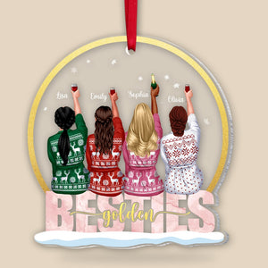 Golden Besties Personalized Friends Ornament, Christmas Tree Decor - Ornament - GoDuckee