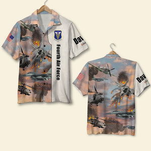 Military Air Fighter, Helicopter, Attack Plane Entering The Air Combat, Personalized Air Force Hawaiian Shirt, Military Gifts with Custom Military Unit 01qhqn090522 - Hawaiian Shirts - GoDuckee