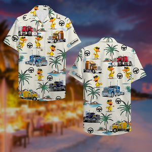 Trucker Duck Hawaiian Shirt - Truck & Duck Pattern - Hawaiian Shirts - GoDuckee
