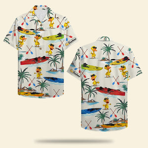 Kayaking Duck Hawaiian Shirt - Duck & Kayak Boat Pattern - Hawaiian Shirts - GoDuckee