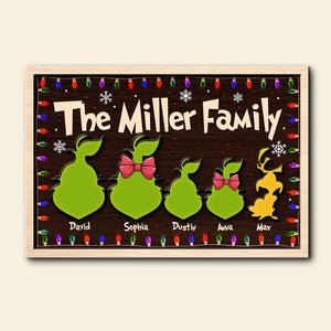 Personalized Christmas Wood Sign, The Green Mean-tempered Family - Wood Sign - GoDuckee